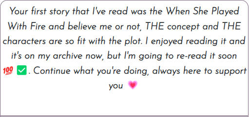 OMG! Thank you for the support! I appreciate you taking the time and sharing your experience with my work! ❤️
